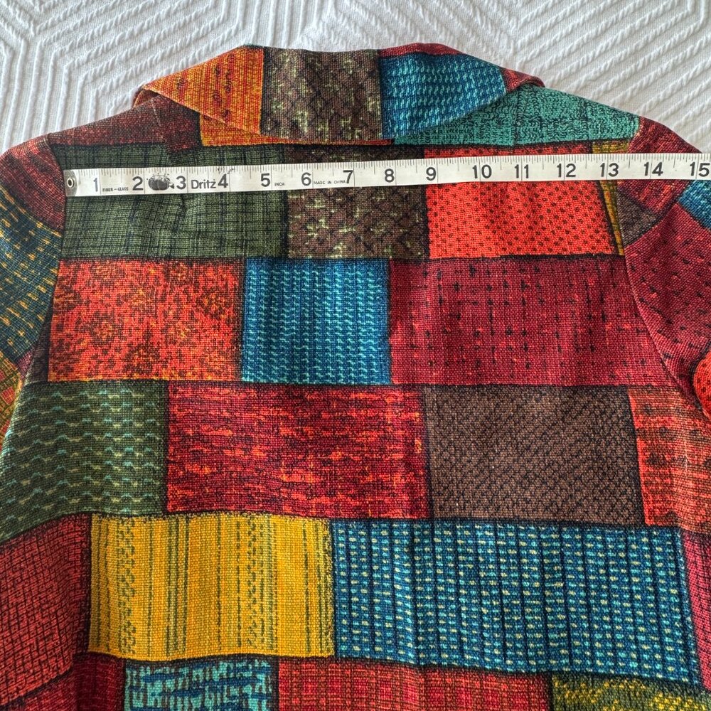 Fall Cropped Vintage Patchwork Jacket, Xs Petite - image 3